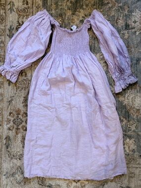 Sleeper Lavender Puff-Sleeve Midi Atlanta Dress